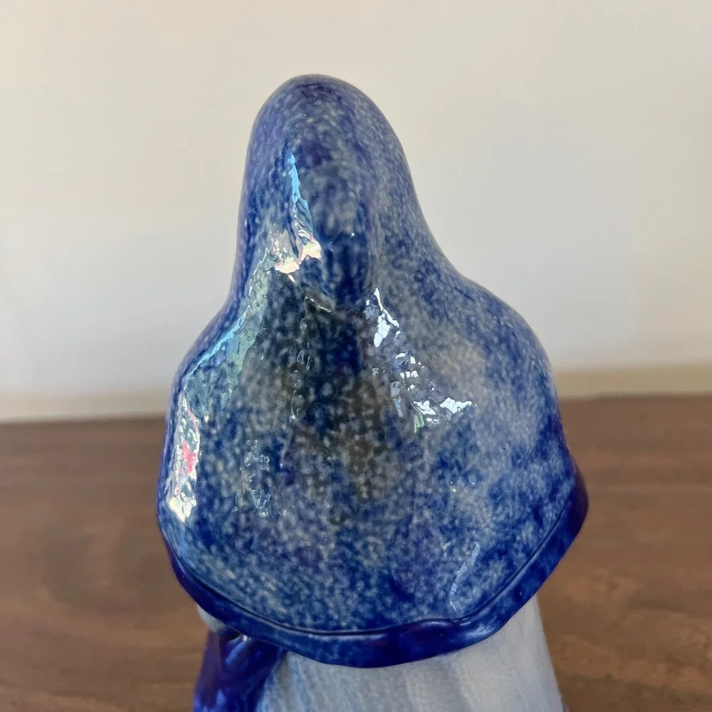 Eldreth Pottery Blue White Salt Glaze Santa Claus Figurine Father Christmas 1991